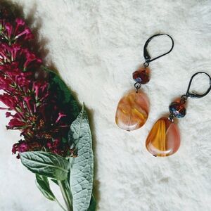 vintage, Y2K, Handmade Gemstone & Crystal Dangle Earrings, Gorp Core, Festival